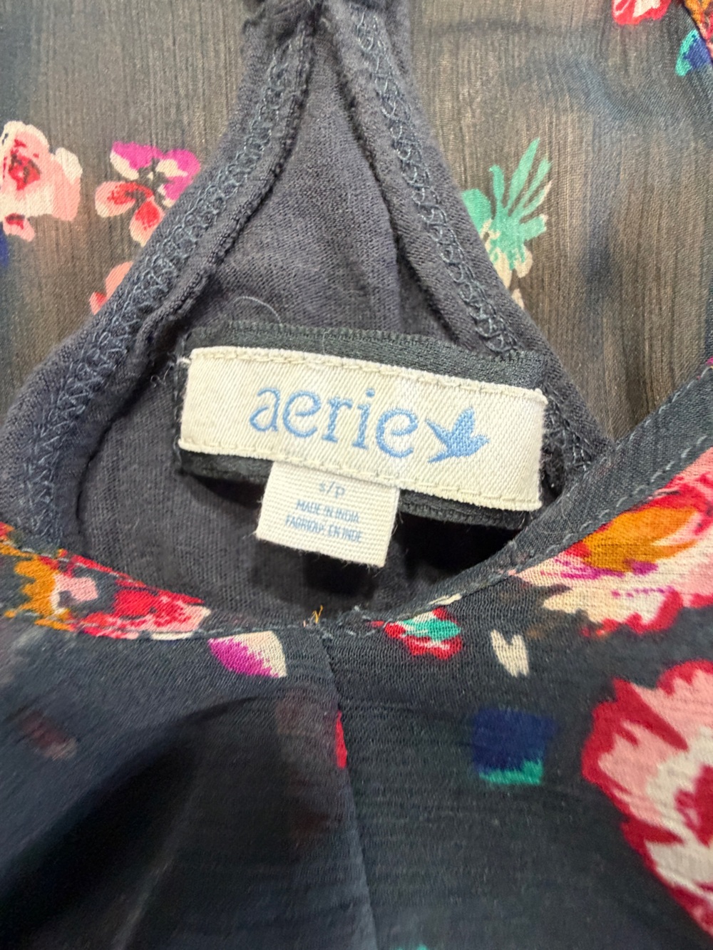 aerie Navy Floral Tank with Bright Multicolor Blooms B12 - Picture 8 of 9